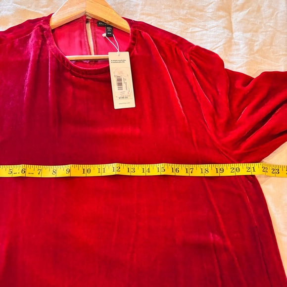 NWT Eileen Fisher Red Velvet Crew Neck Dress, Medium, Elegant Chic Minimalist - Picture 12 of 14